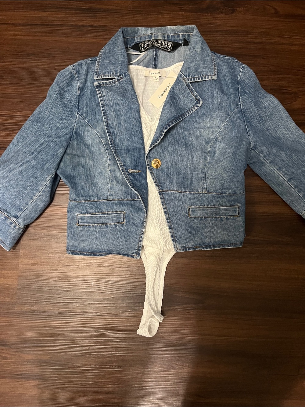 Francesca’s NWT Bodysuit & Last Kiss Jean Jacket